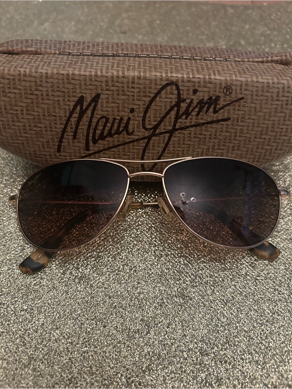 Maui Jim Aviator Sunglasses in Gold Frame with Brown Lenses
